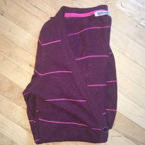 Burgundy and Pink Stripped Garage Cardigan